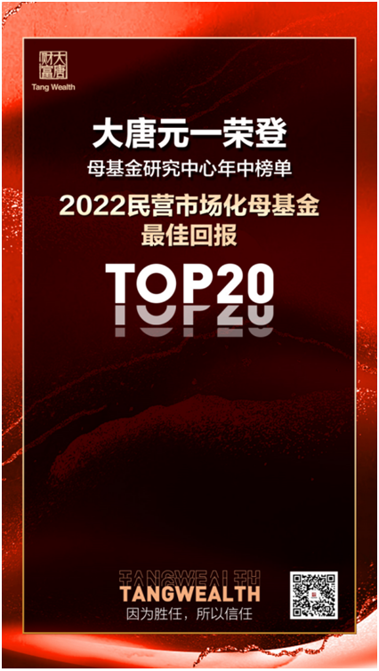 大唐元一榮登“2022民營(yíng)市場(chǎng)化母基金最佳回報(bào)TOP20”榜單