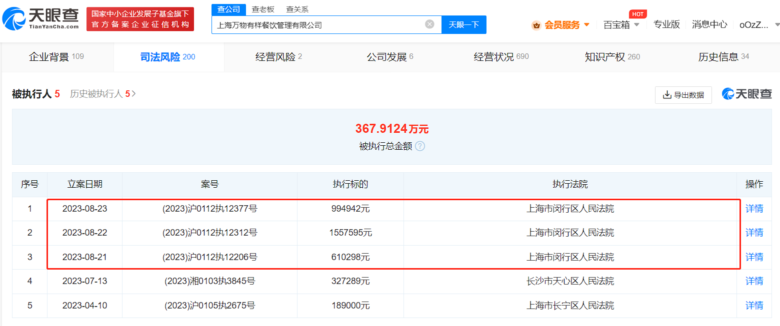 虎頭局再被強制執(zhí)行316萬